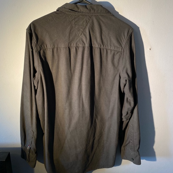 TOMMY HILFIGER khaki green button up corduroy - Picture 3 of 7